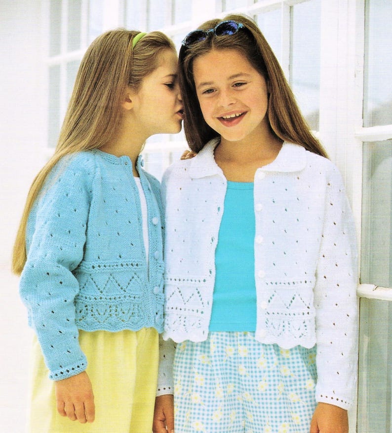 Girls Lace Border Cardigan PDF Knitting Pattern