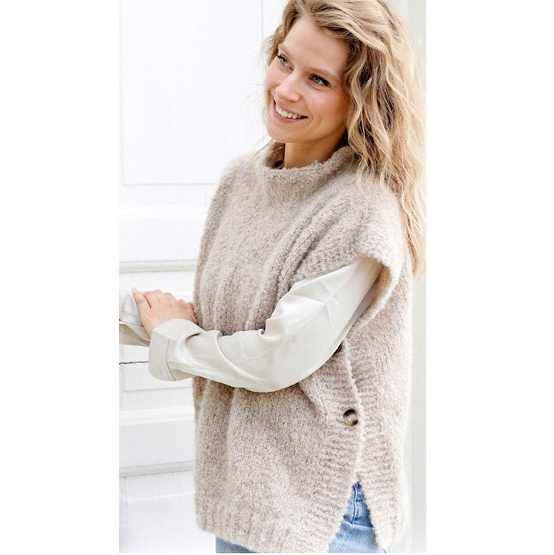 Knitting Pattern Womans Side Buttoned Slipover Pullover