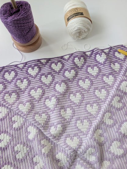 Crochet pattern Hearts Go Round blanket