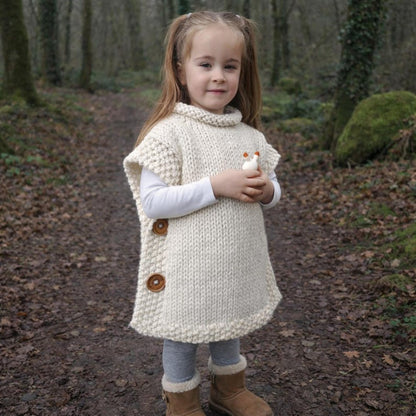 Easy Knit Girls Super Chunky Tabard Poncho Knitting Pattern