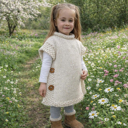 Easy Knit Girls Super Chunky Tabard Poncho Knitting Pattern