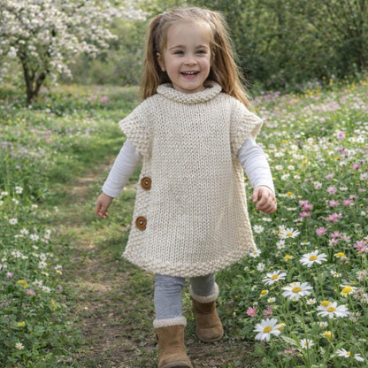 Easy Knit Girls Super Chunky Tabard Poncho Knitting Pattern