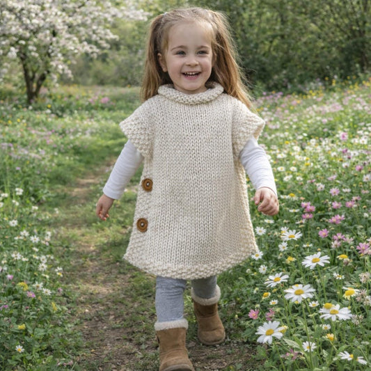 Easy Knit Girls Super Chunky Tabard Poncho Knitting Pattern