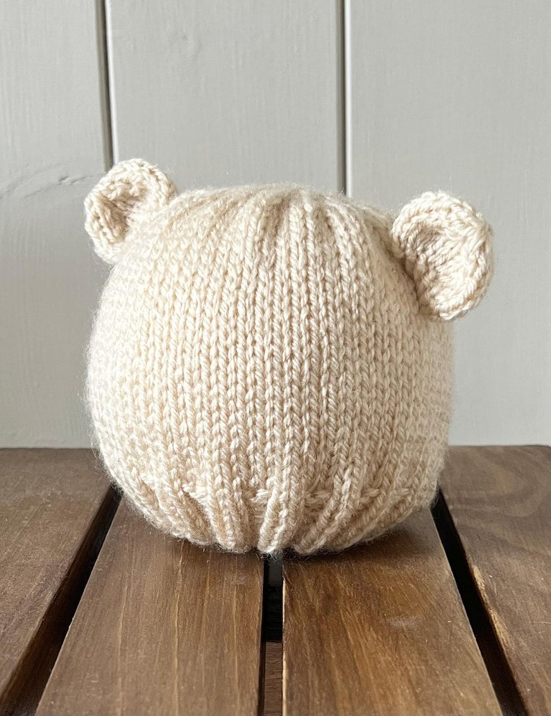 Newborn Baby Booties + Teddy Bear Beanie Hat Set Knitting Pattern