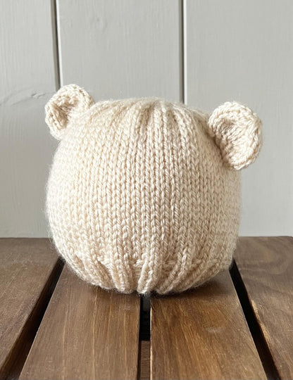 Newborn Baby Booties + Teddy Bear Beanie Hat Set Knitting Pattern