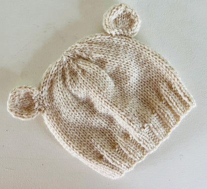 Newborn Baby Booties + Teddy Bear Beanie Hat Set Knitting Pattern