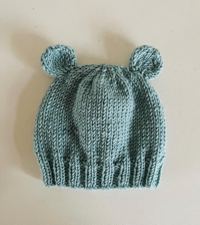 Newborn Baby Booties + Teddy Bear Beanie Hat Set Knitting Pattern