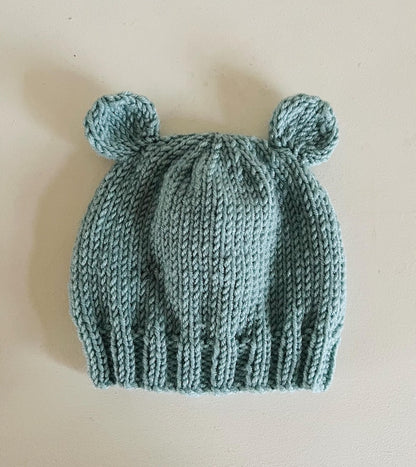 Newborn Baby Booties + Teddy Bear Beanie Hat Set Knitting Pattern