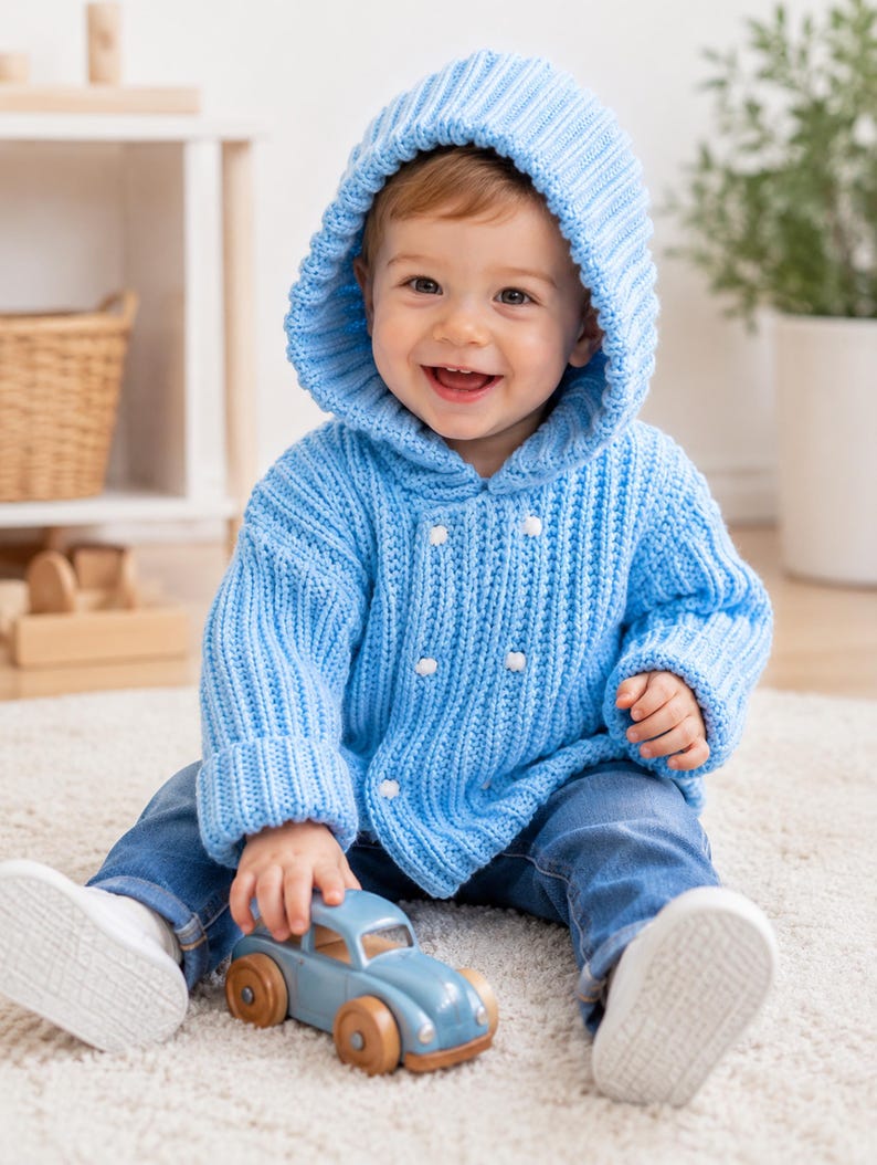 Easy Knit Aran Hooded Jacket Knitting Pattern