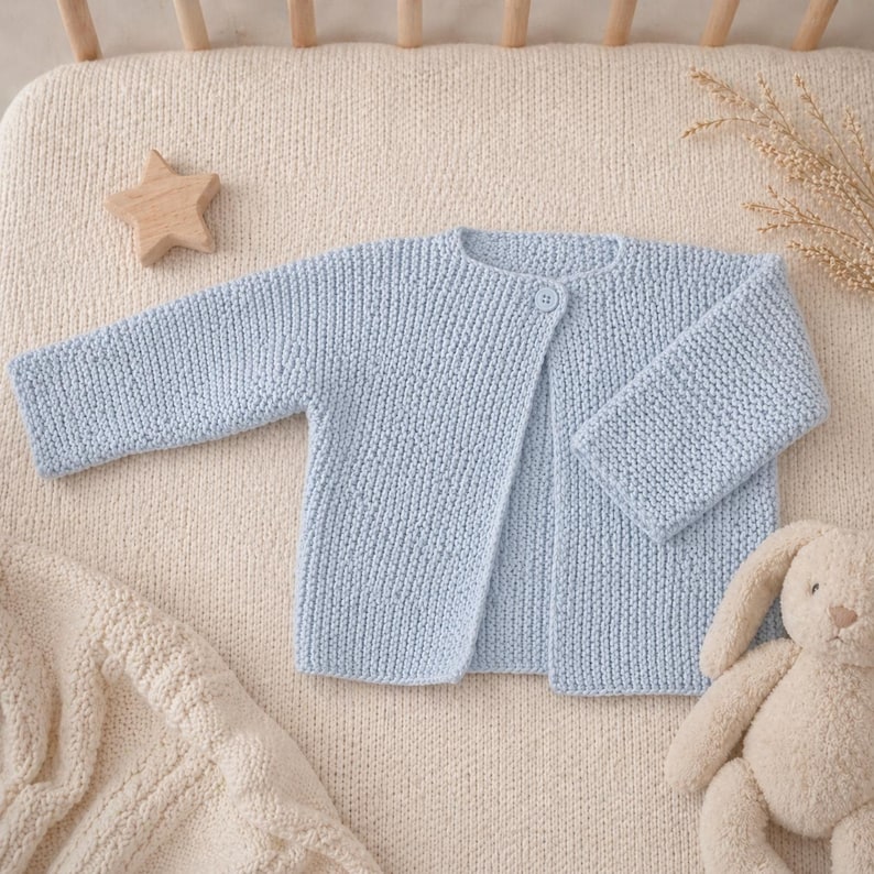 Very Easy Baby Garter Stitch Cardigan Knitting Pattern