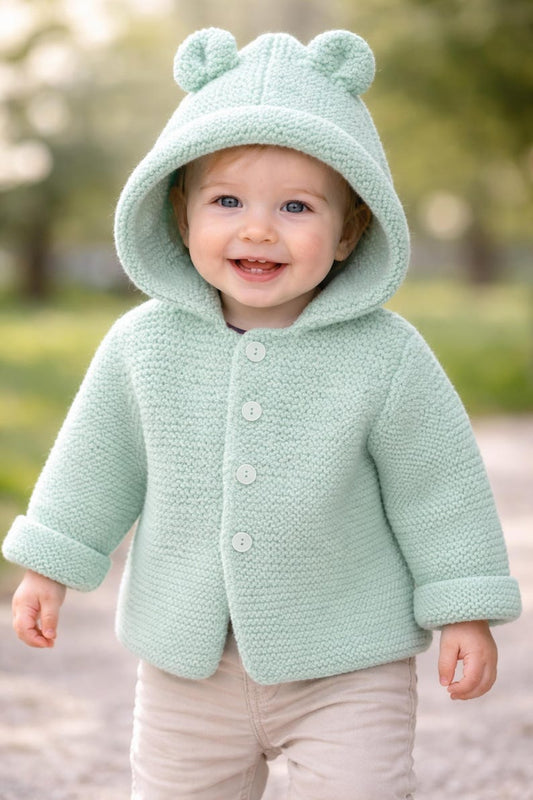 Easy Knit Baby Hooded Knitting Pattern