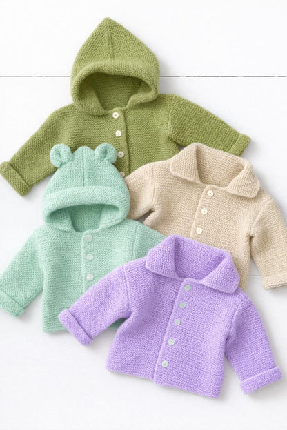 Easy Knit Baby Hooded Knitting Pattern