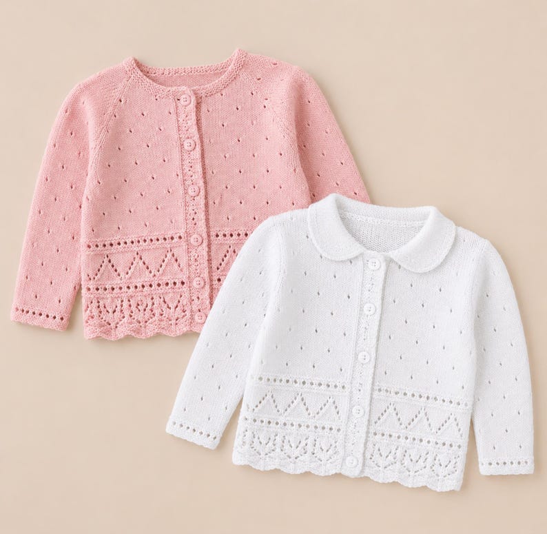 Girls Lace Border Cardigan PDF Knitting Pattern