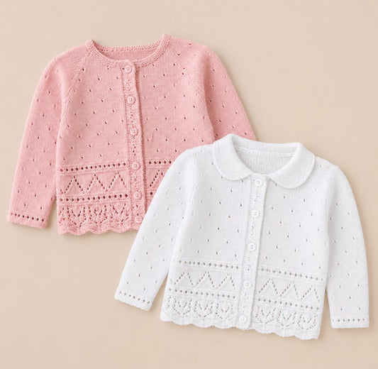 Girls Lace Border Cardigan PDF Knitting Pattern