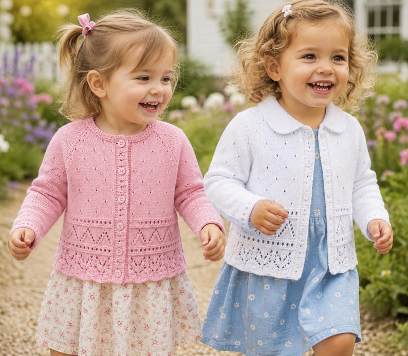 Girls Lace Border Cardigan PDF Knitting Pattern