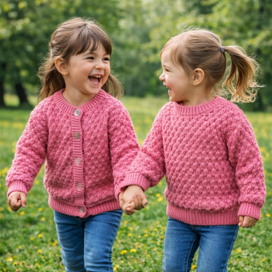 Children's Textured Sweater & Cardigan PDF Knitting Pattern