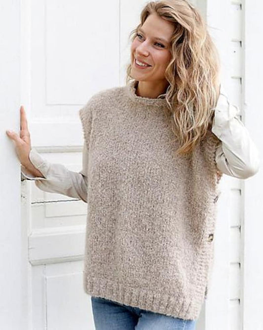 Knitting Pattern Womans Side Buttoned Slipover Pullover