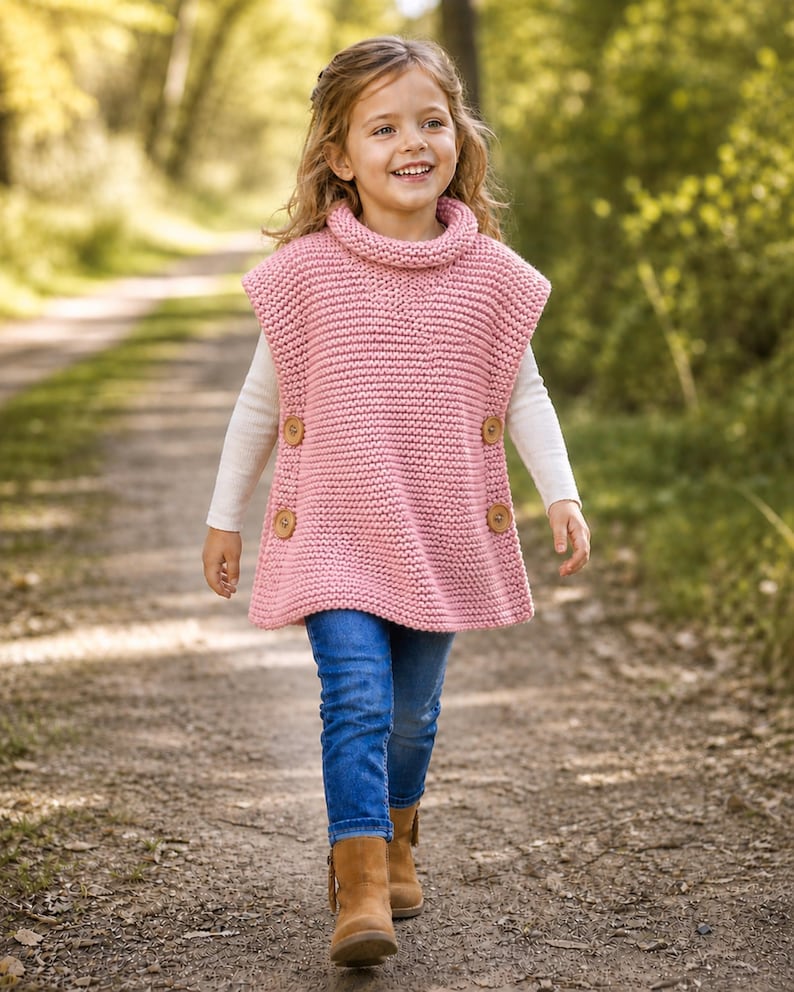 Easy Knit Childs Garter Stitch Tabard Knitting Pattern