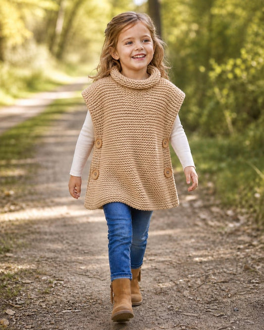 Easy Knit Childs Garter Stitch Tabard Knitting Pattern