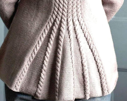 Knitting Pattern Vented Peplum Cable Jacket Cardigan