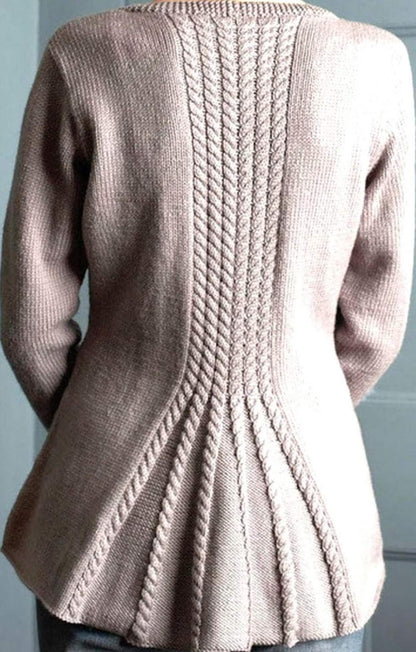 Knitting Pattern Vented Peplum Cable Jacket Cardigan