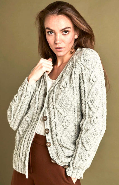 Knitting Pattern PDF Ladies Classic Aran Cardigan