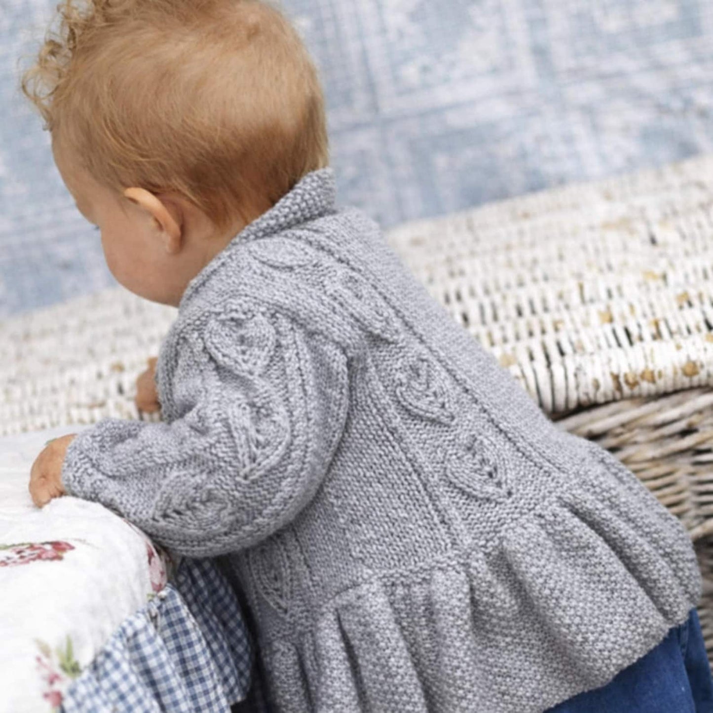 Girls Leaf Motif Peplum Jacket Knitting Pattern