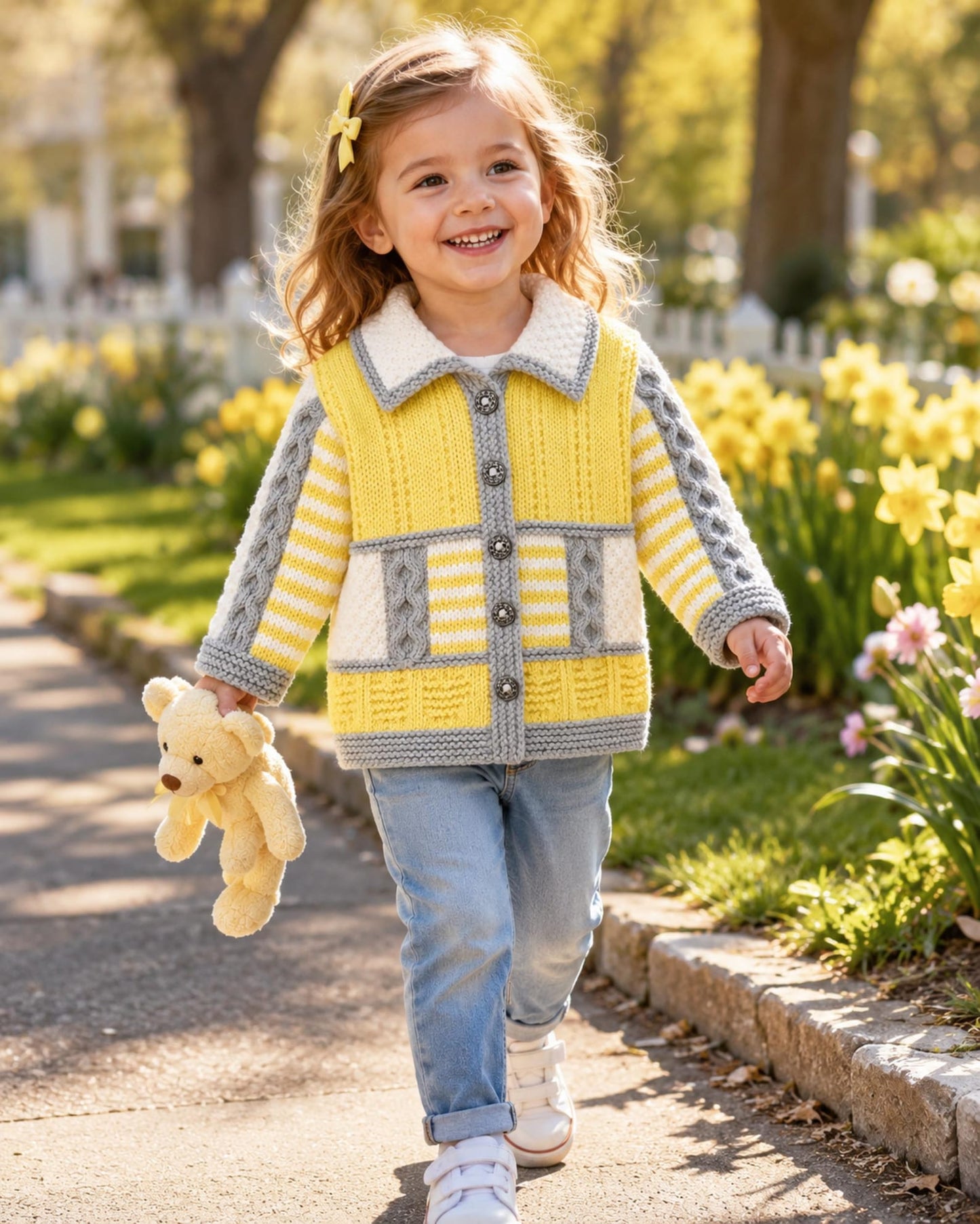 Girls Smart Sampler Jacket Knitting Pattern